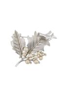 Susan Caplan Vintage 1960s Embellished Leaf Brooch - Silver