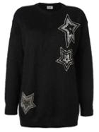 Saint Laurent Star Embellished Knit Jumper, Women's, Size: Xl, Black, Mohair/nylon/wool/polyamide