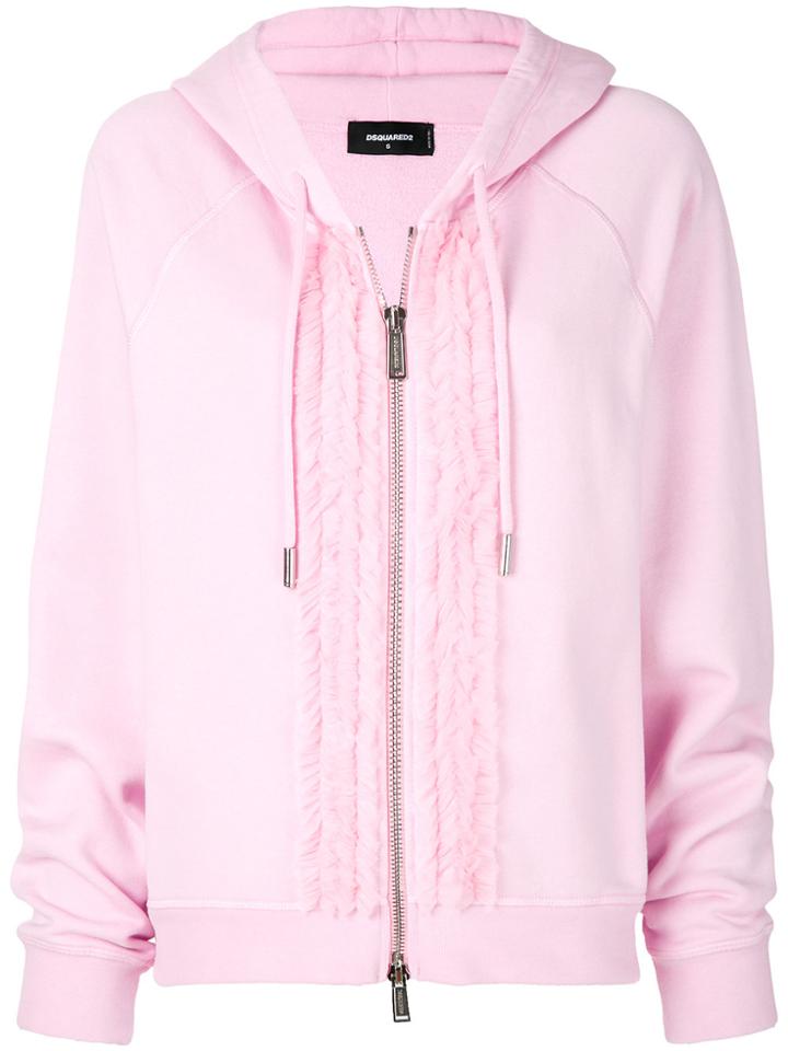 Dsquared2 Ruffle Trim Hoodie - Pink & Purple