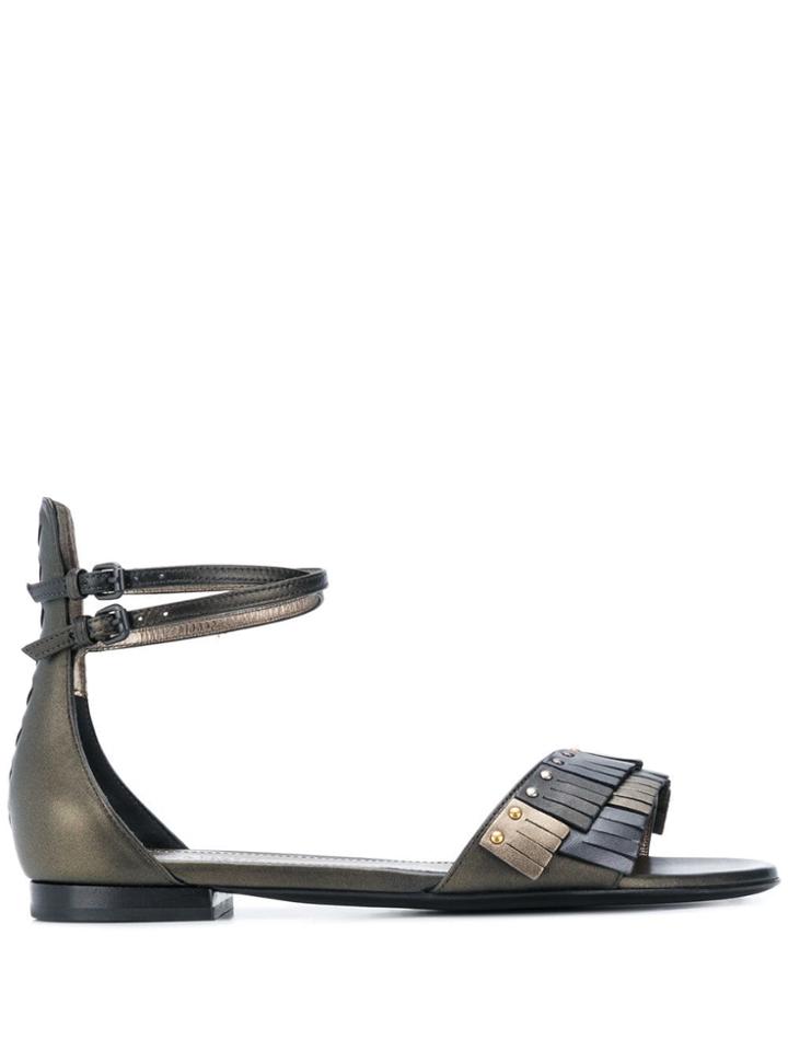 Bottega Veneta Fringe Detail Sandals - Brown