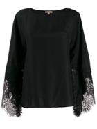 Gold Hawk Lace Sleeve Top - Black