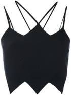 David Koma - Jagged Strappy Crop Top - Women - Acrylic/elastodiene/acetate/viscose - 8, Black, Acrylic/elastodiene/acetate/viscose
