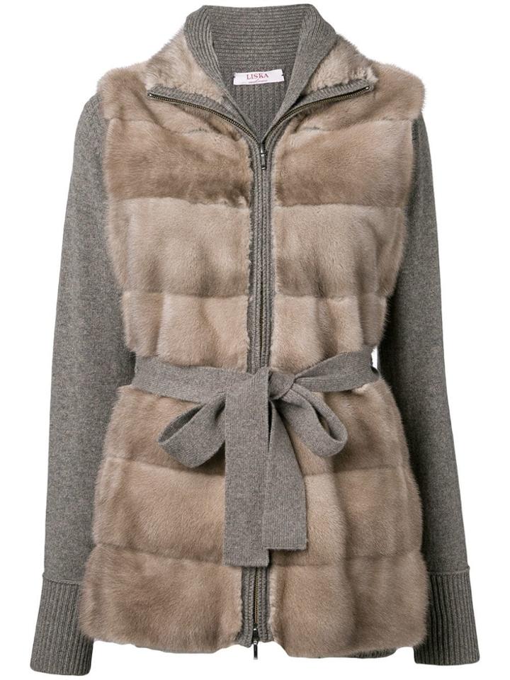 Liska Cashmere Trim Coat - Brown