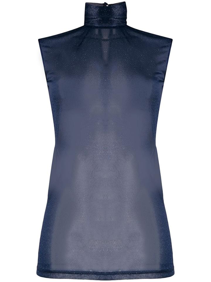 Styland Shimmer Sheer Top - Blue