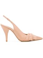 Casadei Draped Pointed Slingback Sandals - Neutrals