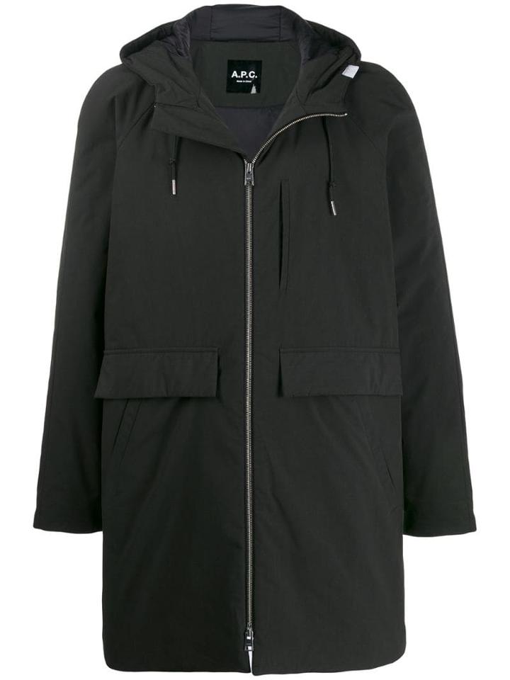 A.p.c. Zip Parka Coat - Black