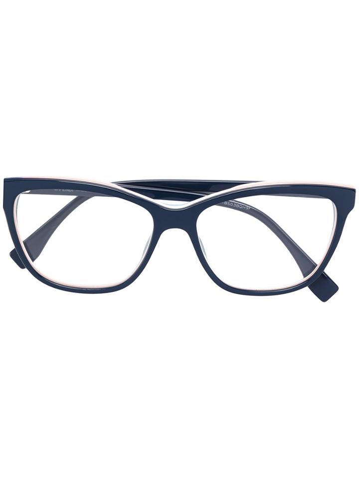 Fendi Eyewear Square Winged Glasses - Blue