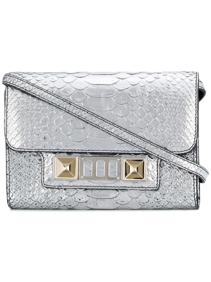Proenza Schouler Embossed Python Ps11 Wallet With Strap - Metallic