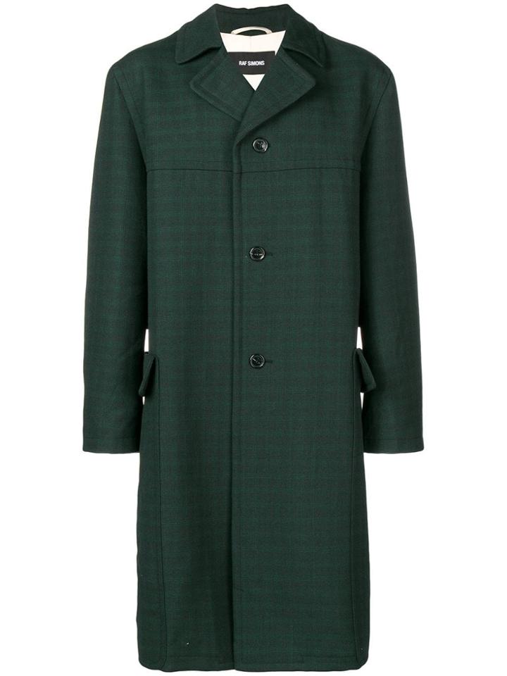 Raf Simons Checked Single-breasted Coat - Green