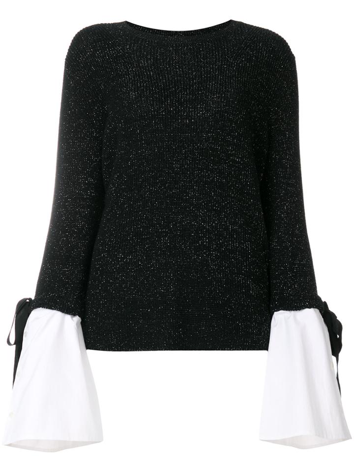 Luisa Cerano Layered Sleeve Detail Sweater - Black