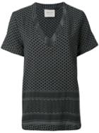 Cecilie Copenhagen - Short Sleeved V-neck Top - Women - Cotton - One Size, Green, Cotton