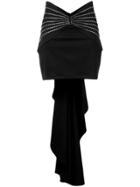 Attico Draped Embellished Mini Skirt - Black