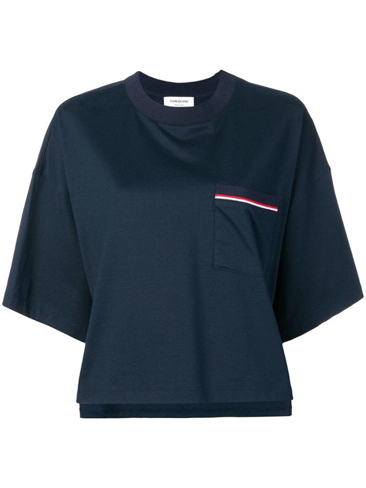 Thom Browne Jersey Oversized Pocket Tee - Blue