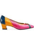 Gucci Snakeskin Pump With Crystal Double G - Pink