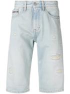 Calvin Klein Jeans Distressed Knee Length Shorts - Blue