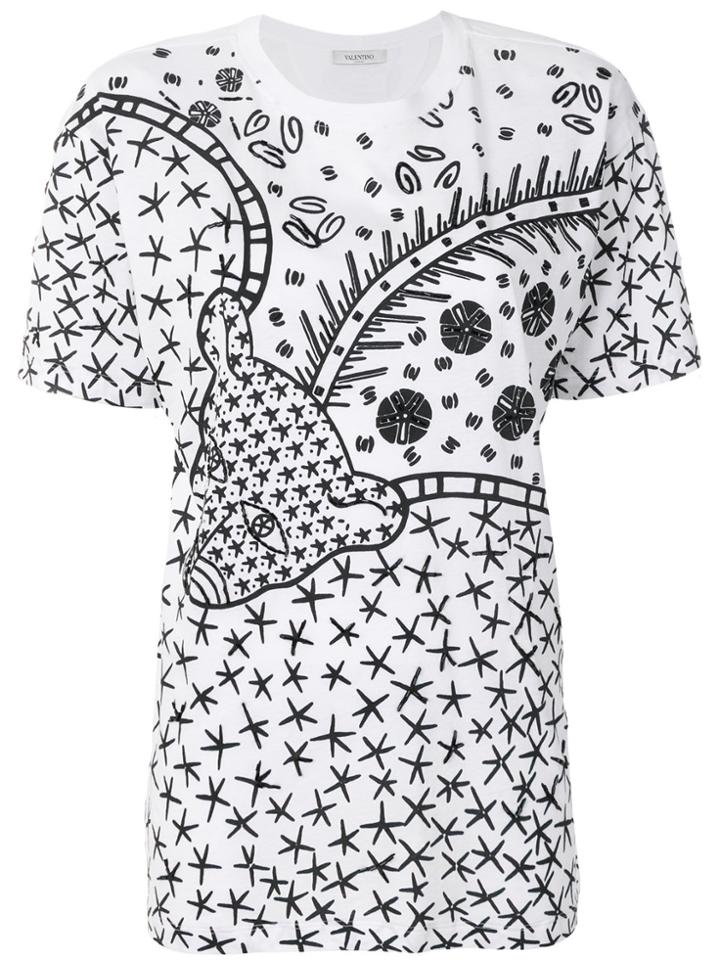 Valentino Leopard And Star Print T-shirt - White
