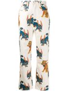 Kirin Haetae Print Cropped Jeans - Neutrals