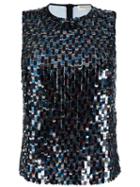 Emilio Pucci Sequin Embellished Tank Top, Women's, Size: 44, Black, Polyamide/silk