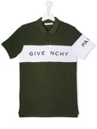 Givenchy Kids Teen Block Stripe Polo Shirt - Green