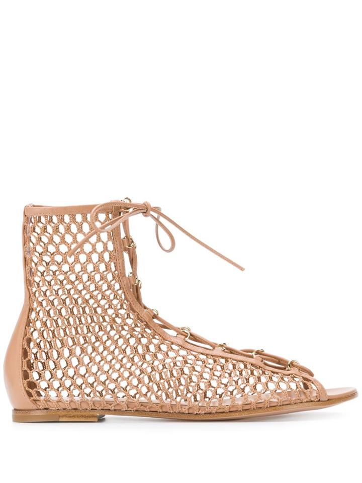 Gianvito Rossi Helena Bootie Sandals - Neutrals