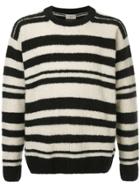 Maison Flaneur Textured Striped Sweater - Black