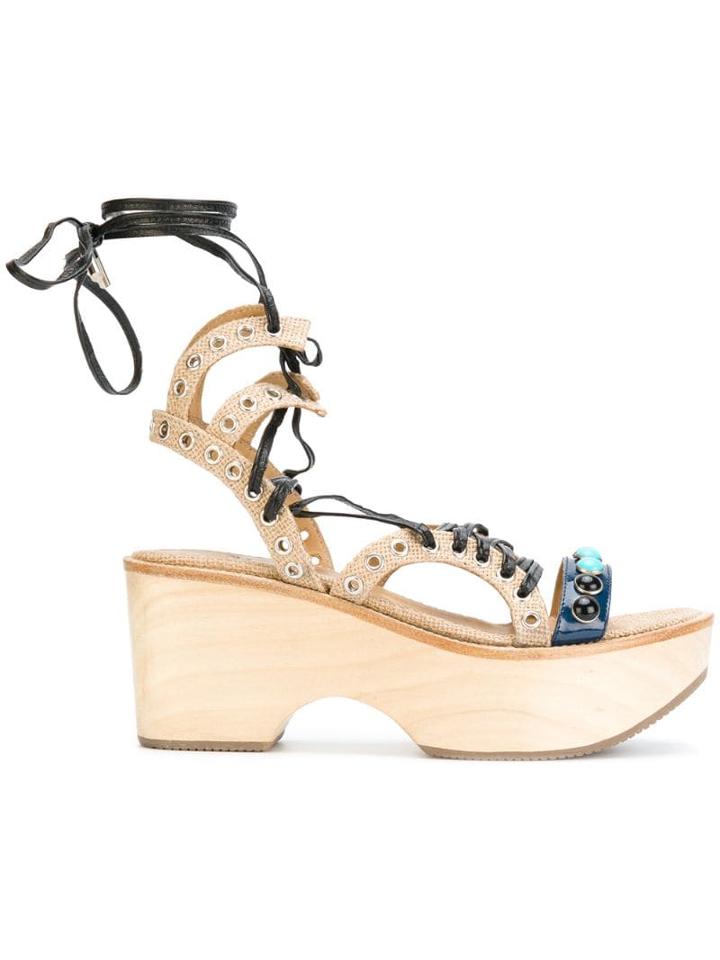 Toga Pulla Platform Studded Sandals - Neutrals