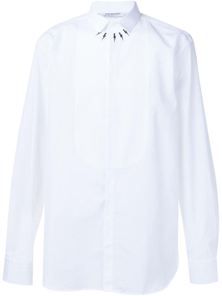 Neil Barrett Lightning Bolt Print Shirt, Men's, Size: 41, White, Cotton