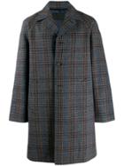 Prada Check Wool Overcoat - Blue