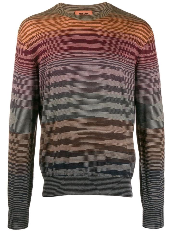 Missoni Striped Crew Neck Jumper - Brown