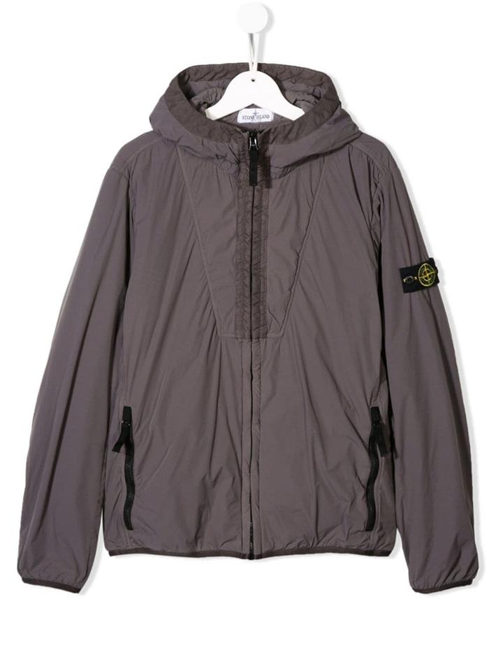 Stone Island Junior Teen Logo Patch Rain Jacket - Grey