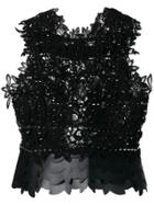 Comme Des Garçons Noir Kei Ninomiya Floral Embroidered Top - Black
