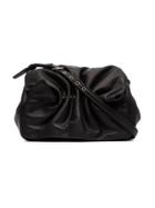 Valentino Black Bloomy Medium Ruched Leather Shoulder Bag