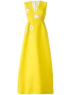 Delpozo Embroidered Fish Maxi Dress, Women's, Size: 40, Yellow/orange, Cotton/viscose