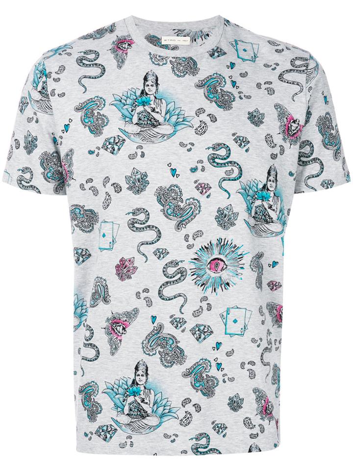 Etro Tattoo Print T-shirt - Grey
