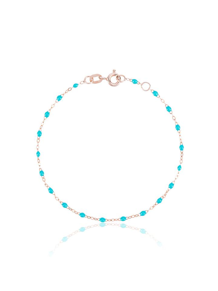 Gigi Clozeau Aqua Blue Rose Gold Beaded Bracelet - Metallic