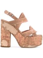 Twin-set Crossover Strap Platform Sandals - Brown