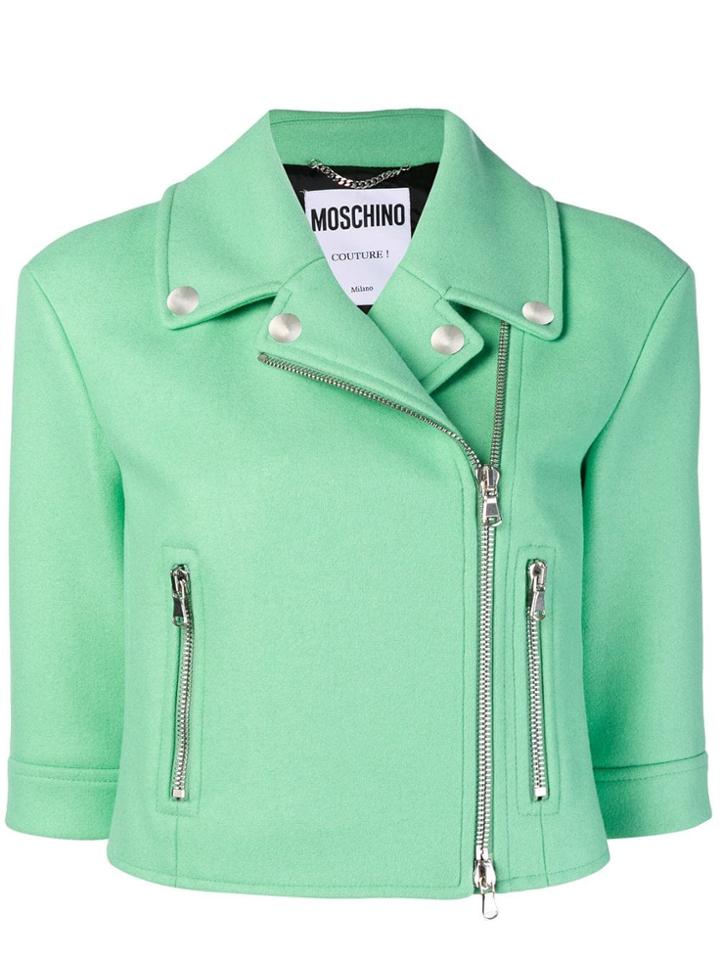 Moschino Cropped Biker Jacket - Green