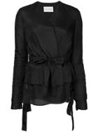 Ms Min Layered Belt Jacket - Black
