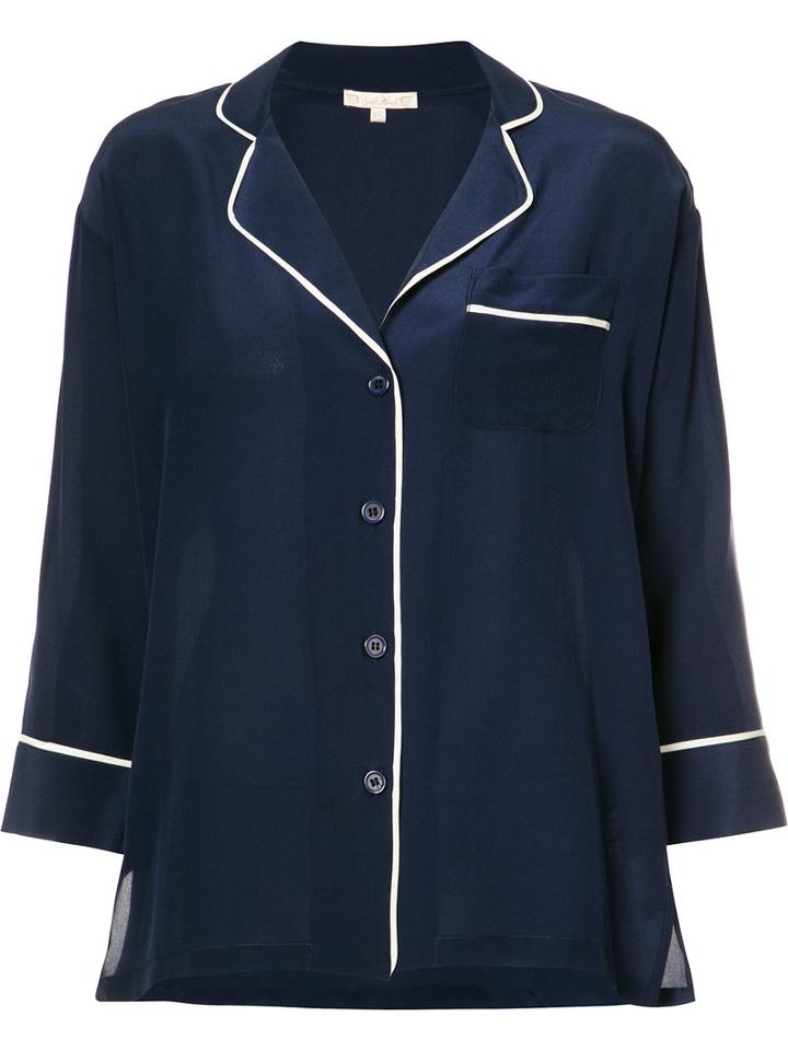 Gold Hawk - Contrast Trim Shirt - Women - Silk/acetate - S, Women's, Blue, Silk/acetate