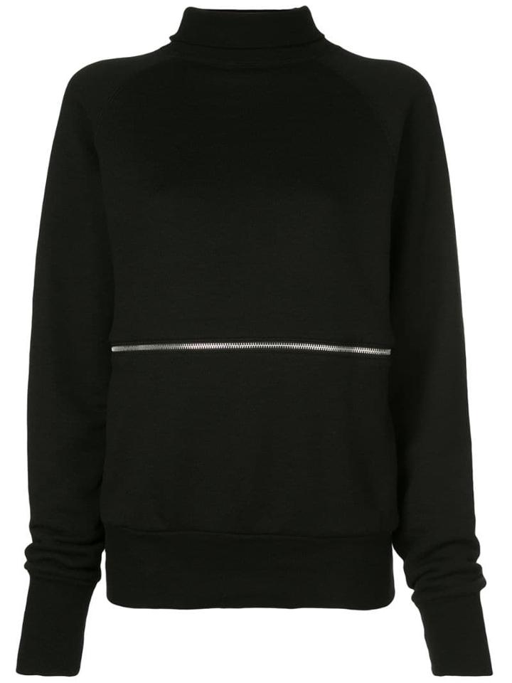Y's Zip-front Sweatshirt Top - Black