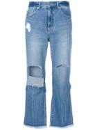 Steve J & Yoni P - Ripped Cropped Jeans - Women - Cotton - Xs, Blue, Cotton