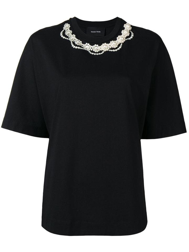 Simone Rocha Faux-pearl Embellished T-shirt - Black