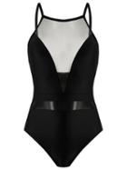 Blue Man Tulle Panels Swimsuit, Women's, Size: P, Black, Lyocell
