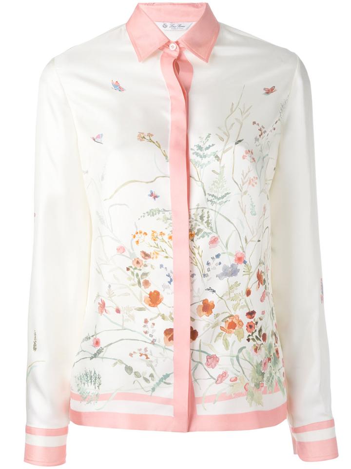 Loro Piana Floral Print Shirt, Women's, Size: 40, Nude/neutrals, Silk