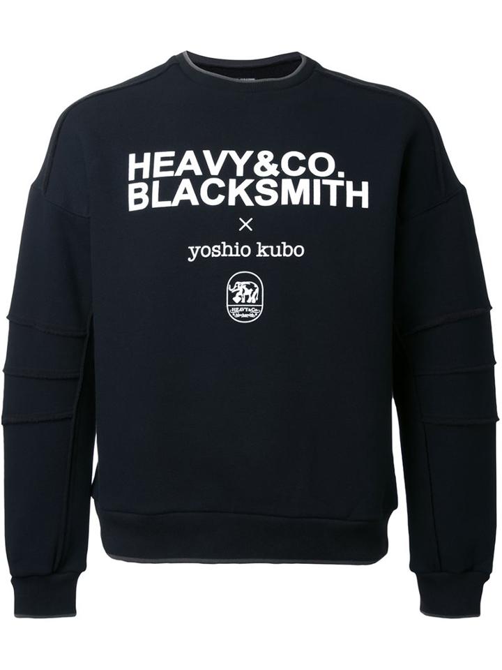 Yoshio Kubo Logo Print Sweatshirt, Men's, Size: 2, Black, Cotton/acrylic/polyurethane