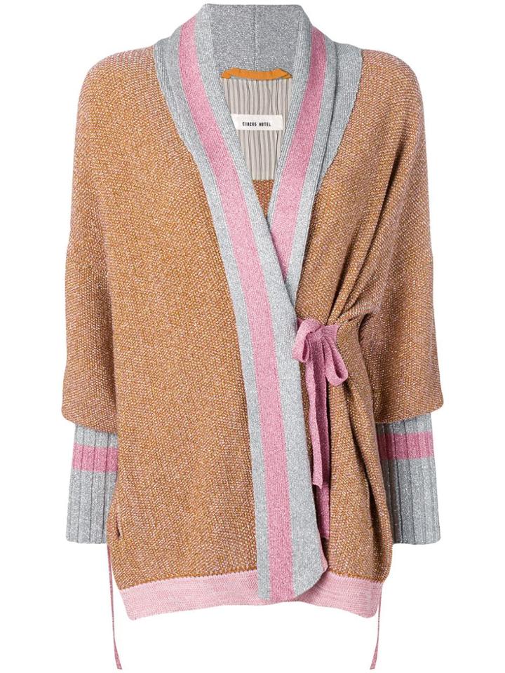 Circus Hotel Glitter Detail Belted Cardigan - Neutrals
