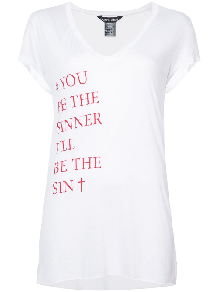 Thomas Wylde Sinner Slogan T-short - White
