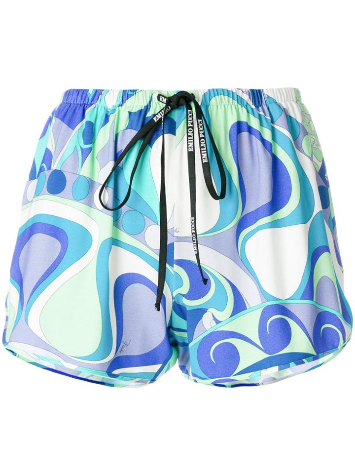 Emilio Pucci Drawstring Printed Shorts - Blue