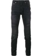 Neil Barrett Ribbed Knee Biker Jeans, Men's, Size: 32, Grey, Cotton/polyester