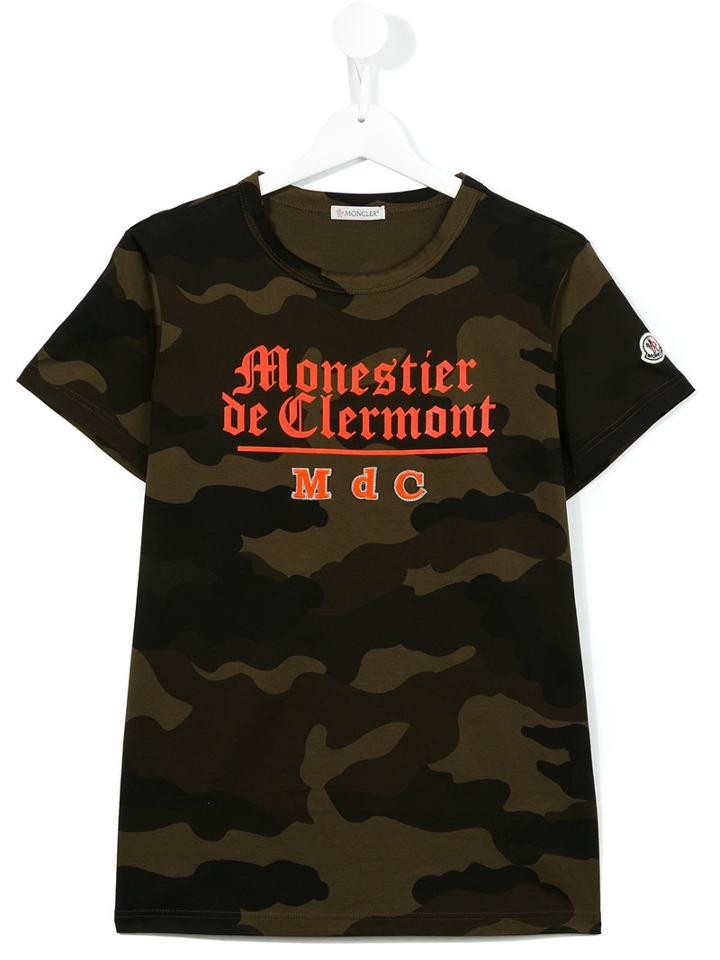 Moncler Kids Camouflage Print T-shirt, Boy's, Size: 14 Yrs, Green